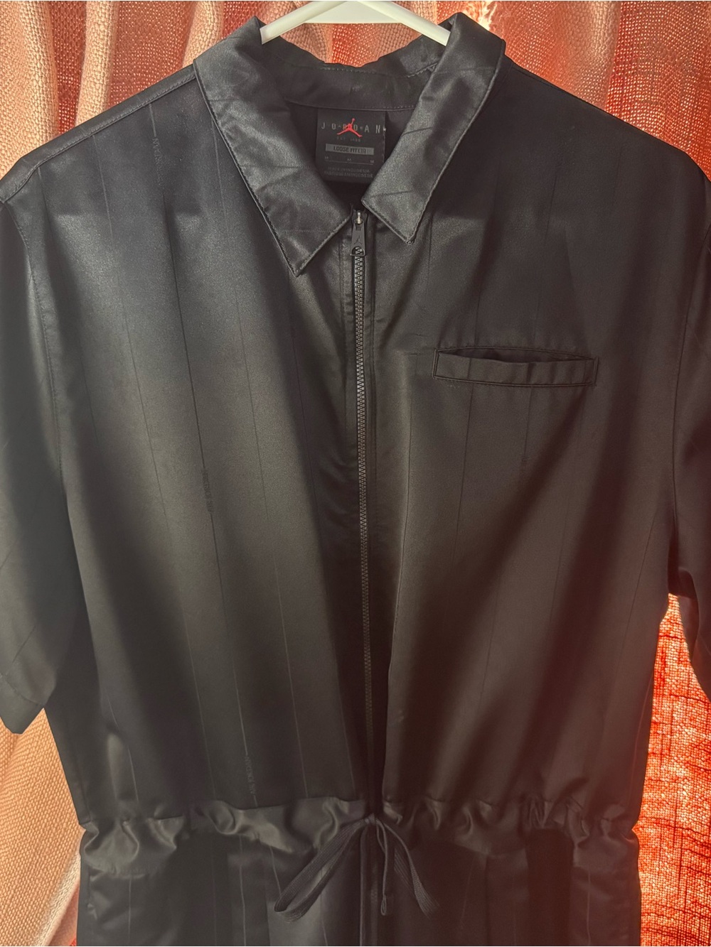 Jordan Black Short-Sleeve Jumpsuit with Drawstring Waist